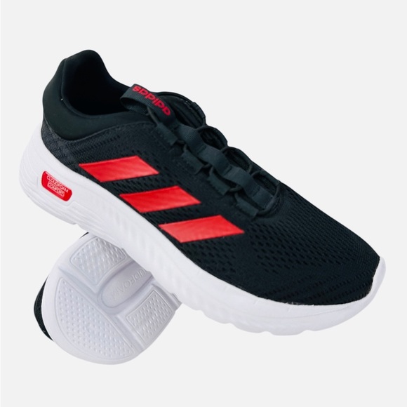 Adidas Mens Cloudfoam Comfy Elastic Lace Sneaker Shoes Black/Red IH3609 Size 7.5 - Picture 9 of 14